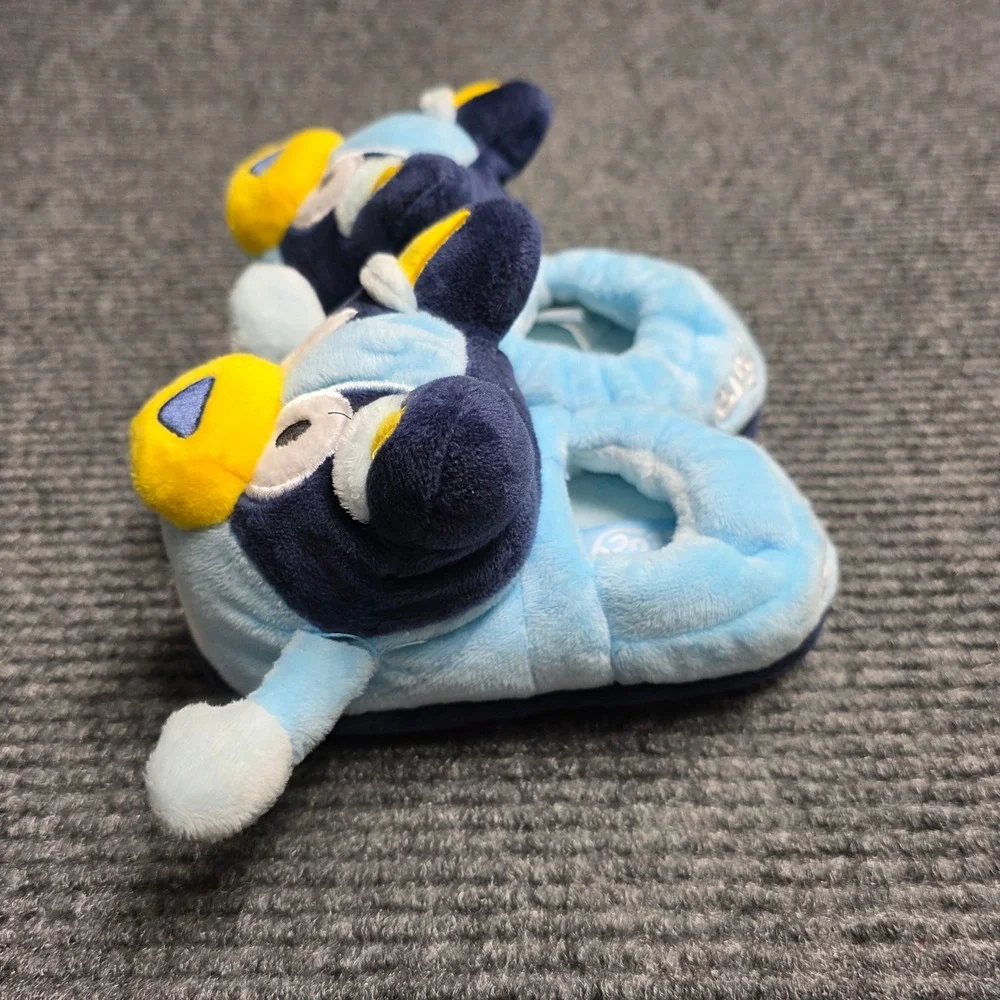 Bluey Plush Slippers Boy's Girl's Toddler Size 7/8‎ Blue Navy Yellow